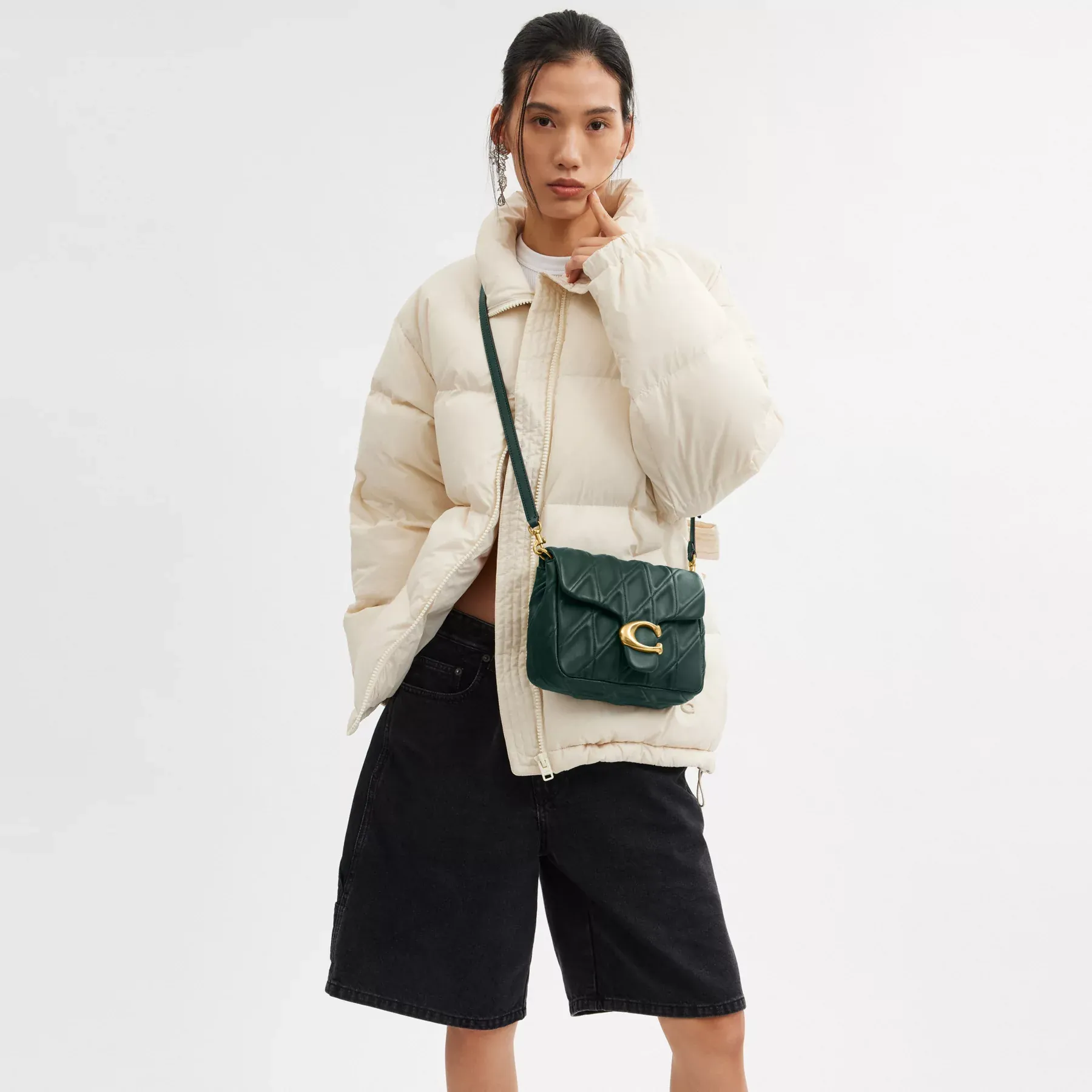 COACH Times Square Tabby Axelväska Med Quiltning Skog COACH Times Square Tabby Axelväska Med Quiltning Skog