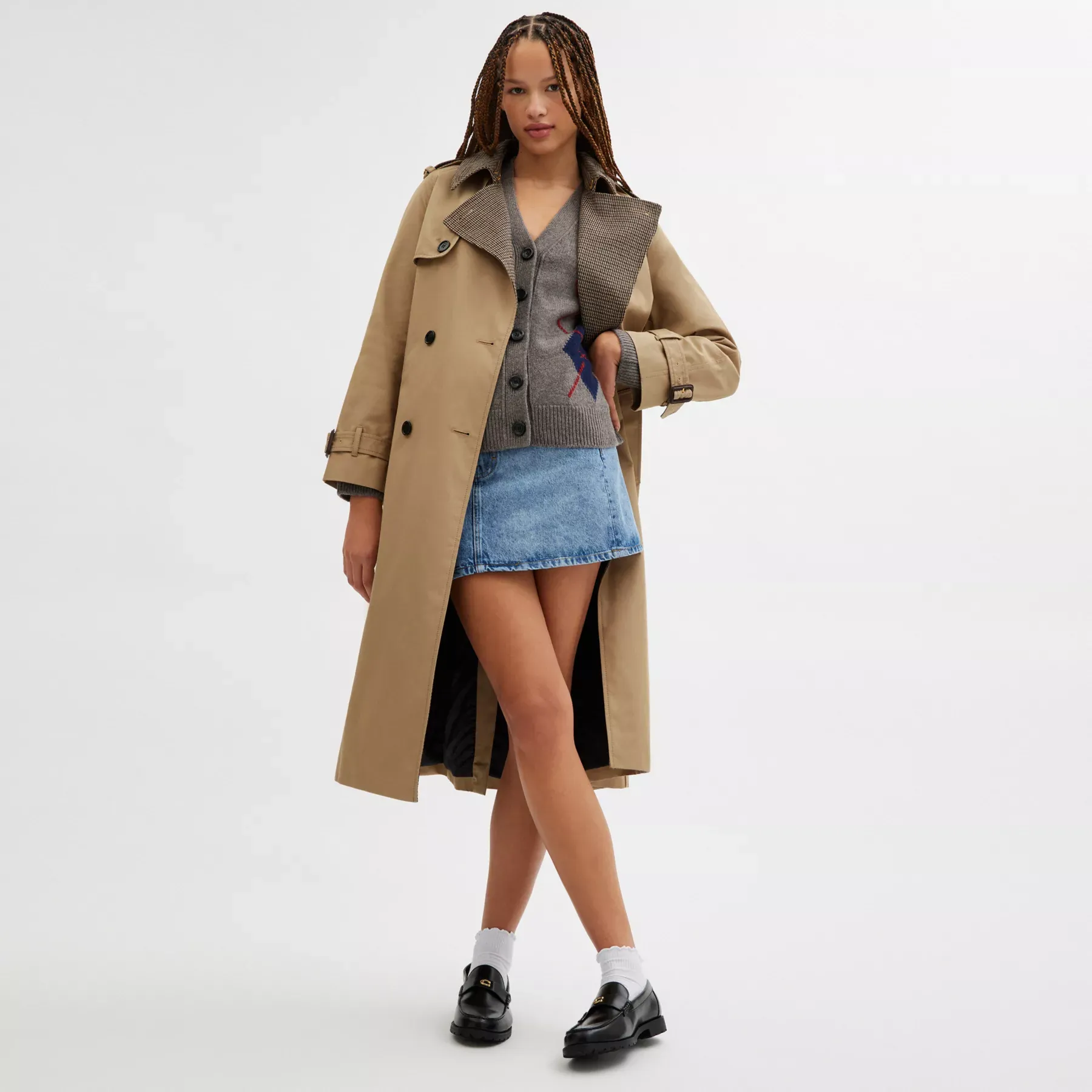COACH Trenchcoat med blandat material Kaki