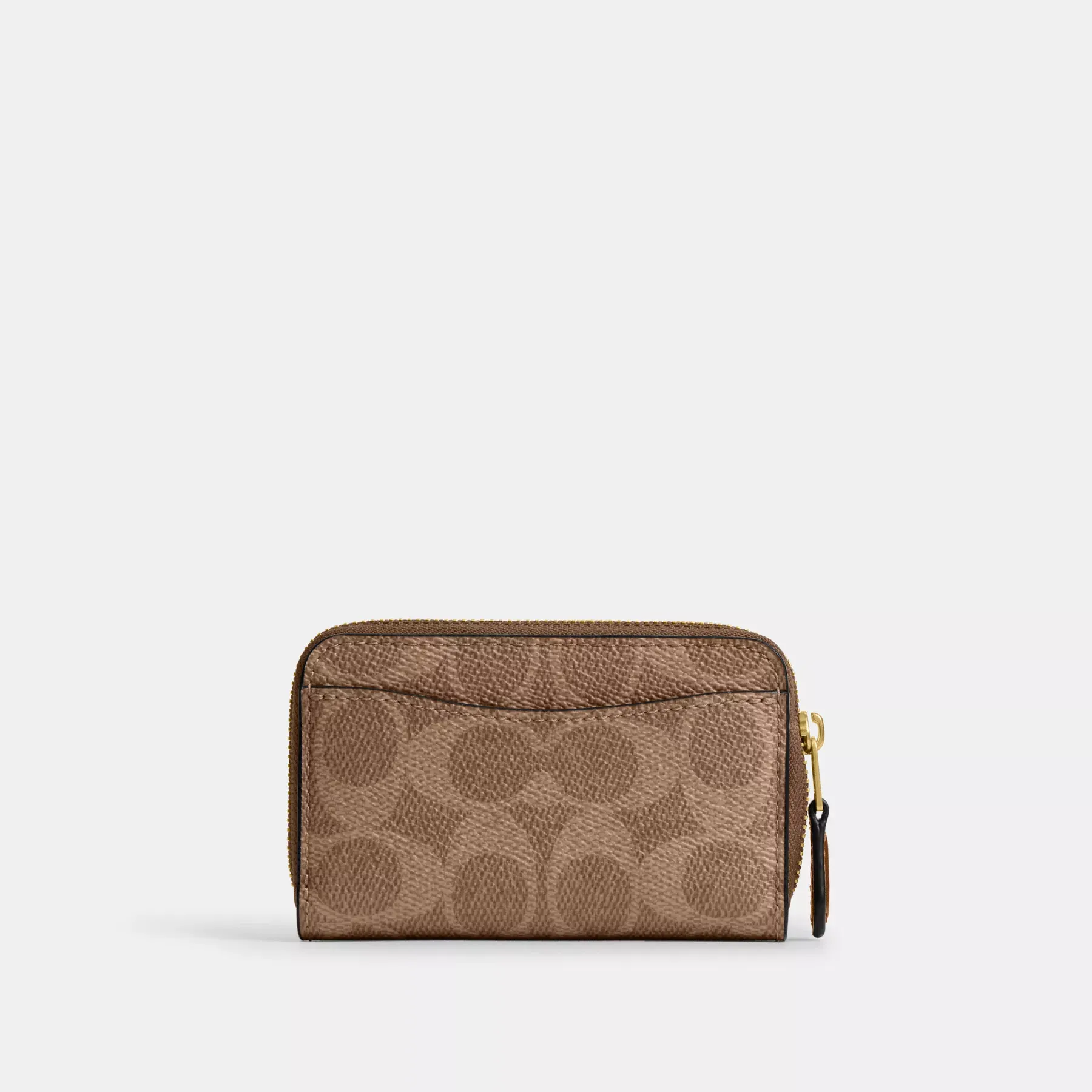 COACH Viktig liten dragkedja runt kortfodral i signaturduk med Rexy-tryck Tan Brown Multi