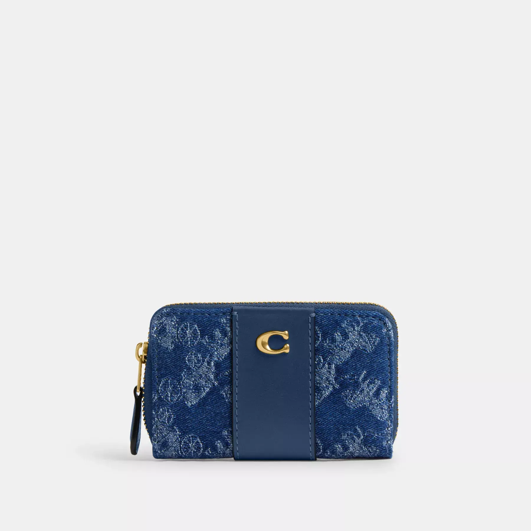 COACH Viktig liten dragkedja runt kortfodral med häst och vagn tryck Deep Blue Multi COACH Viktig liten dragkedja runt kortfodral med häst och vagn tryck Deep Blue Multi