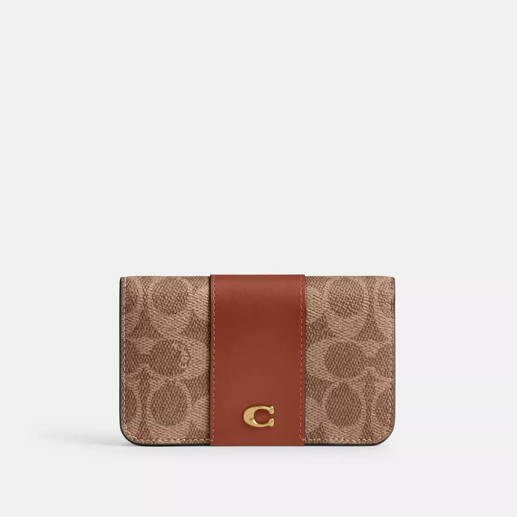 COACH Viktigt smalt kortfodral i signaturduk Tan Caramel