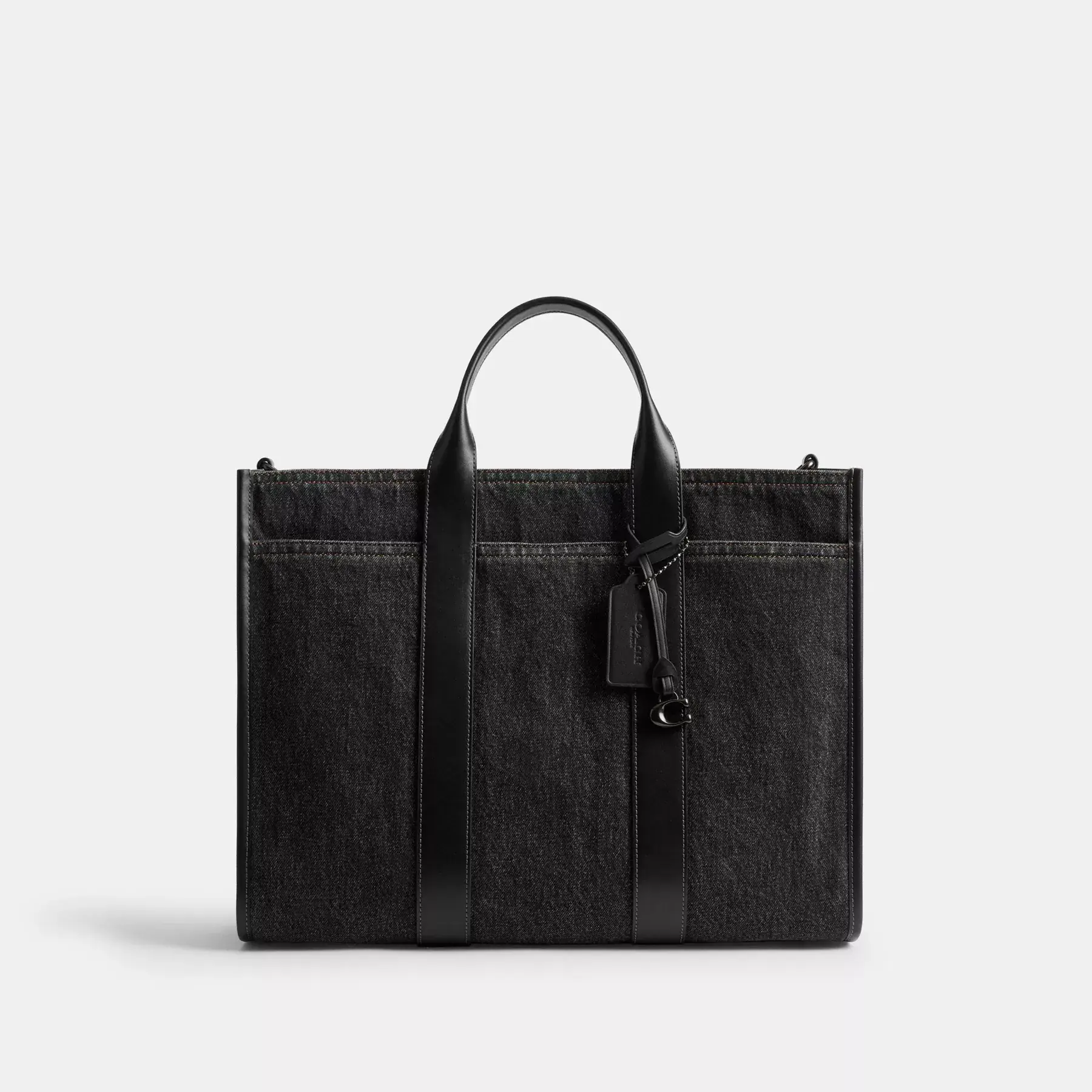 COACH Wesley Tote In Denim Tvättad svart COACH Wesley Tote In Denim Tvättad svart