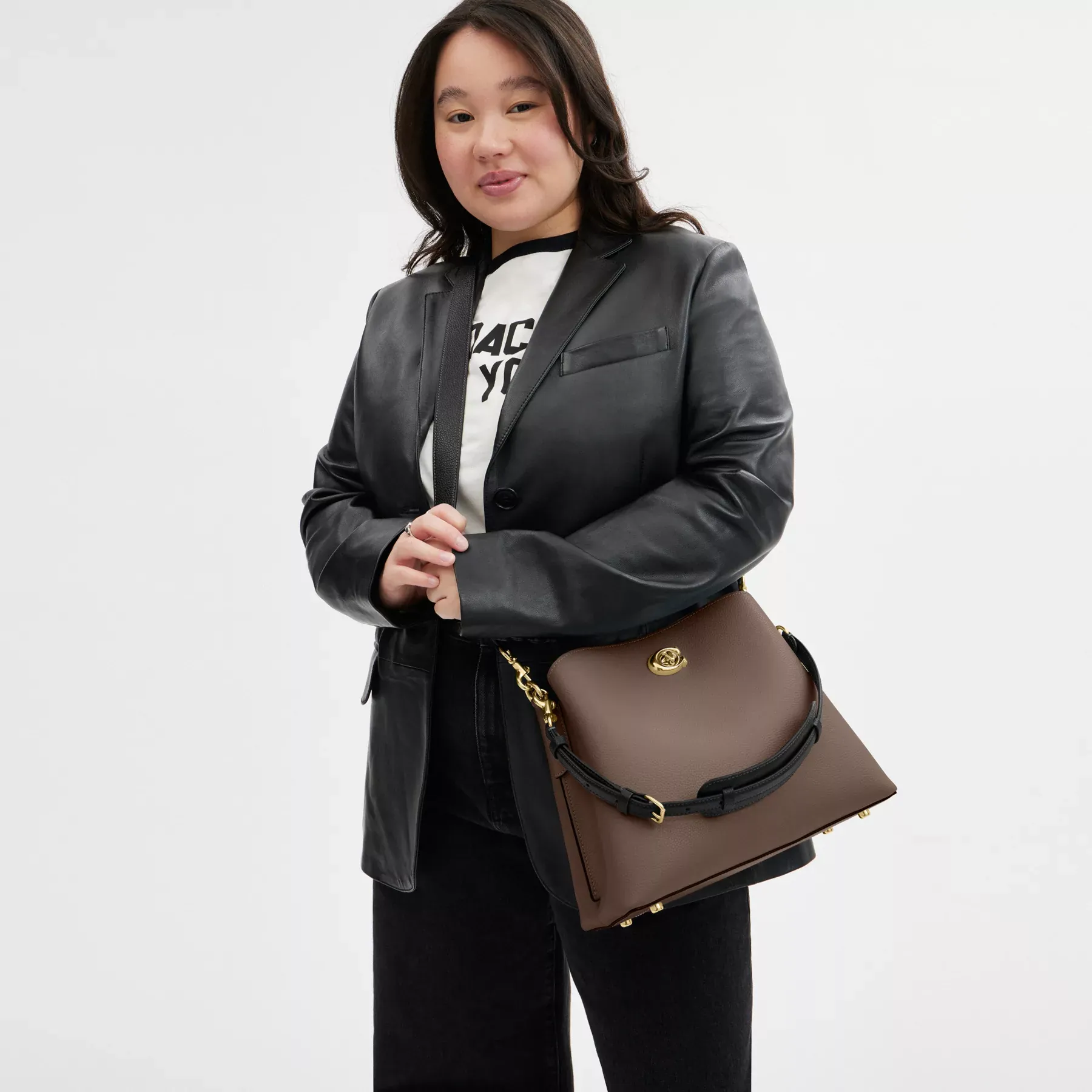 COACH Willow Axelväska I Colorblock Mörk sten COACH Willow Axelväska I Colorblock Mörk sten