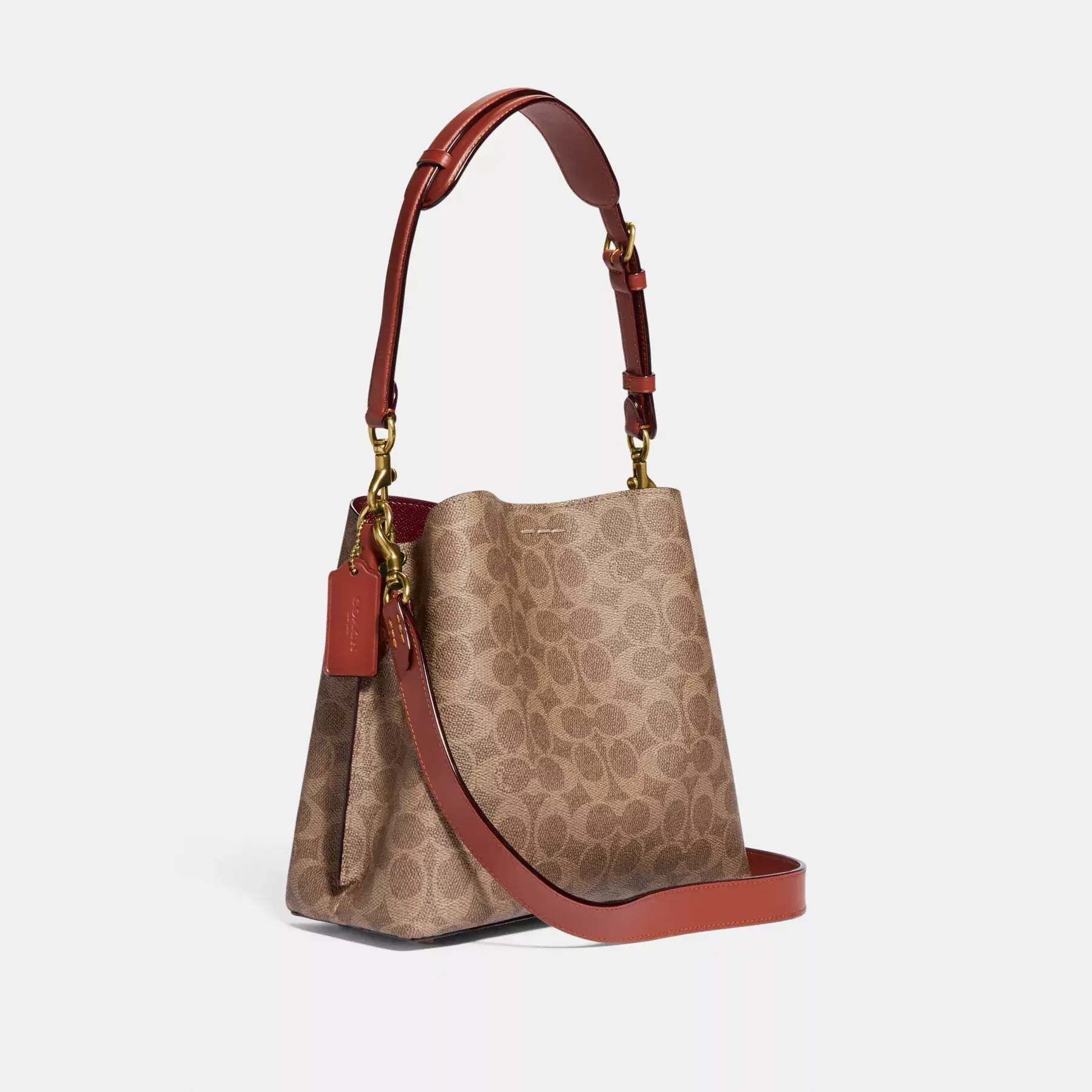COACH Willow Bucket Bag I Signature Canvas Tan Rust