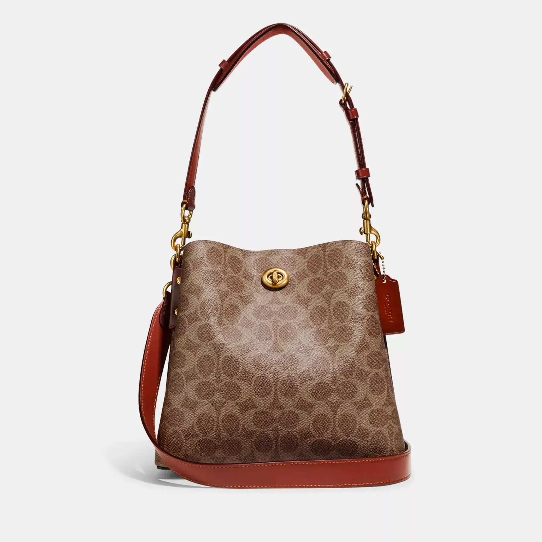 COACH Willow Bucket Bag I Signature Canvas Tan Rust