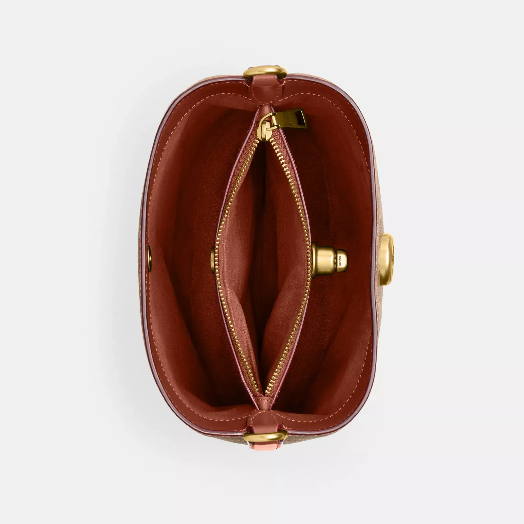 COACH Willow Soft Bucket Bag 19 I Signature Canvas Tan Caramel COACH Willow Soft Bucket Bag 19 I Signature Canvas Tan Caramel