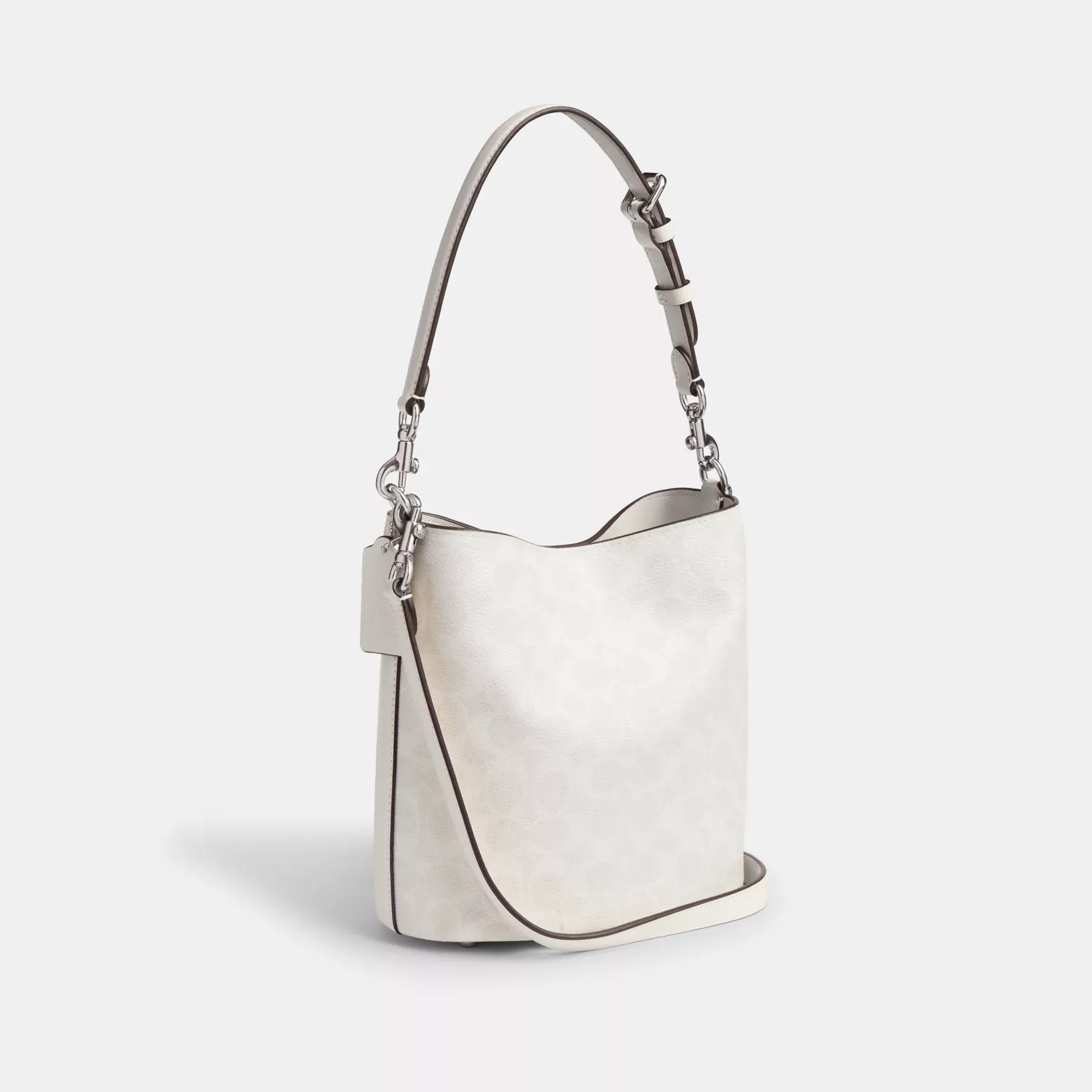 COACH Willow Soft Bucket Bag 19 I Signature Canvas Vit krita