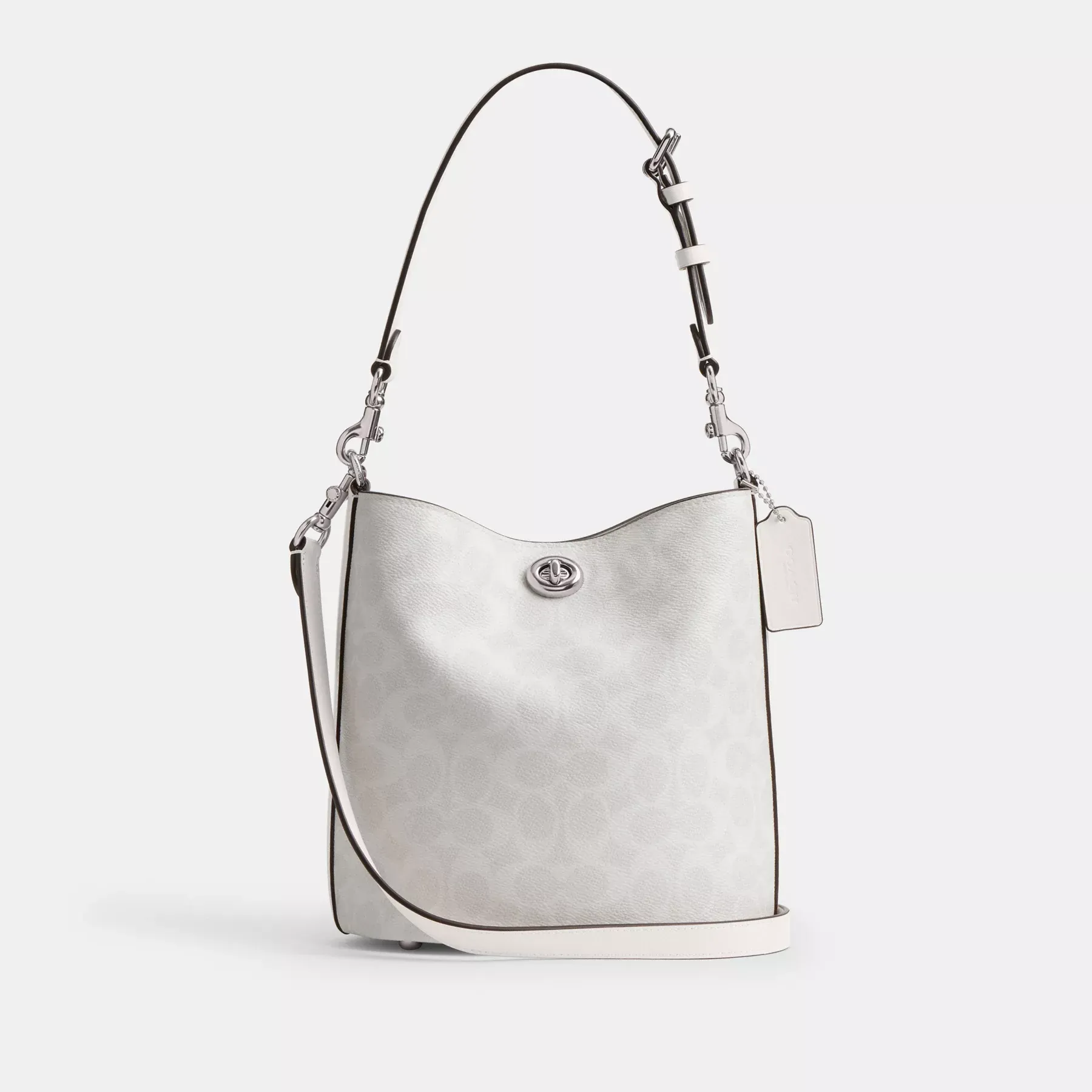 COACH Willow Soft Bucket Bag 19 I Signature Canvas Vit krita